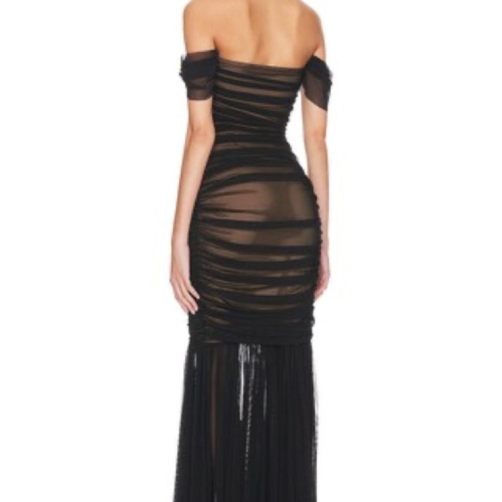 Norma Kamali Walter Fishtail Gown in Black Mesh Long Large 40 $475 - Picture 3 of 5